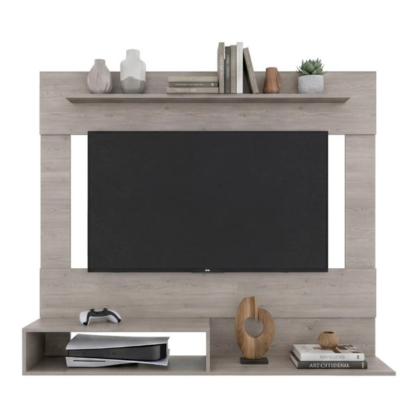 English Elm Being Floating Wall Mounted Media Console with Open Shelf and Enclosed Storage for Living Rooms B200P543530