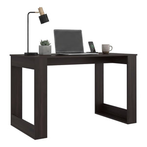 English Elm Oviedo Writing Desk Open Frame Home Office with Walnut Woodgrain Engineered Wood Top B200P543532