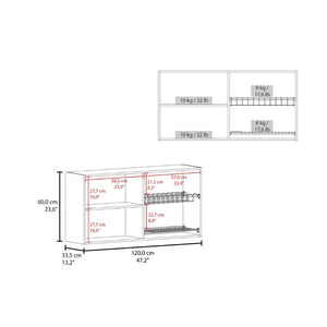 English Elm 120 Inch Wall Mounted Kitchen Cabinet with Dish Rack Pantry and Overhead Storage Natural Wood Wash B200P543534