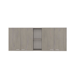 English Elm Portofino Wall Mounted Kitchen Cabinet with Open Shelving Dish Rack and Four Panel Doors Natural Wood Wash B200P543535