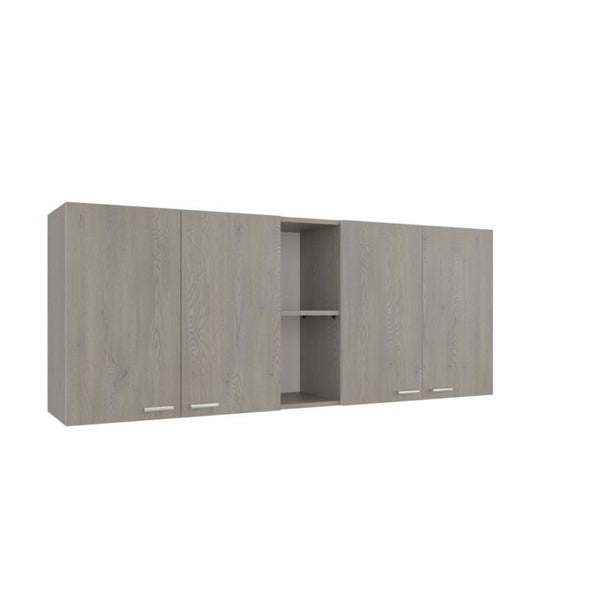 English Elm Portofino Wall Mounted Kitchen Cabinet with Open Shelving Dish Rack and Four Panel Doors Natural Wood Wash B200P543535