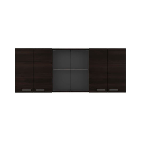 English Elm Superior Three Section Wall Cabinet with Glass Display Built in Dish Rack Kitchen B200P543536