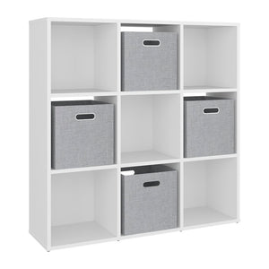 English Elm Lena 9 Cube Bookcase Organizer with Cloth Bins for Modular Living Room Storage B200P568761