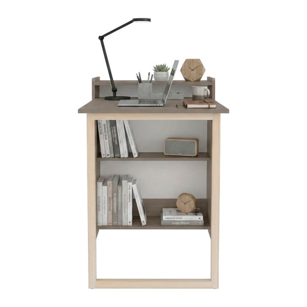 English Elm Leslie Sliding Surface Writing Desk with Integrated Shelves for Small Spaces B200P569580