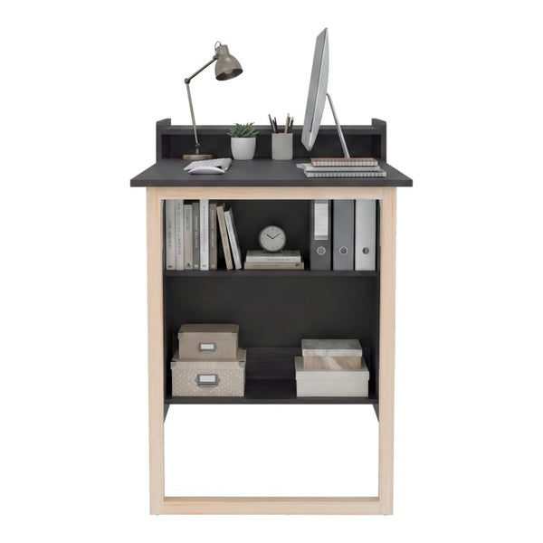 English Elm Leslie Sliding Surface Writing Desk with Open Shelving for Compact Home Offices B200P569581