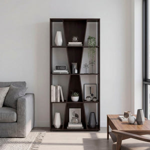 English Elm Vahugan Tall 12 Shelf Open Bookcase Engineered Wood Organizer for Home Offices B200P596428