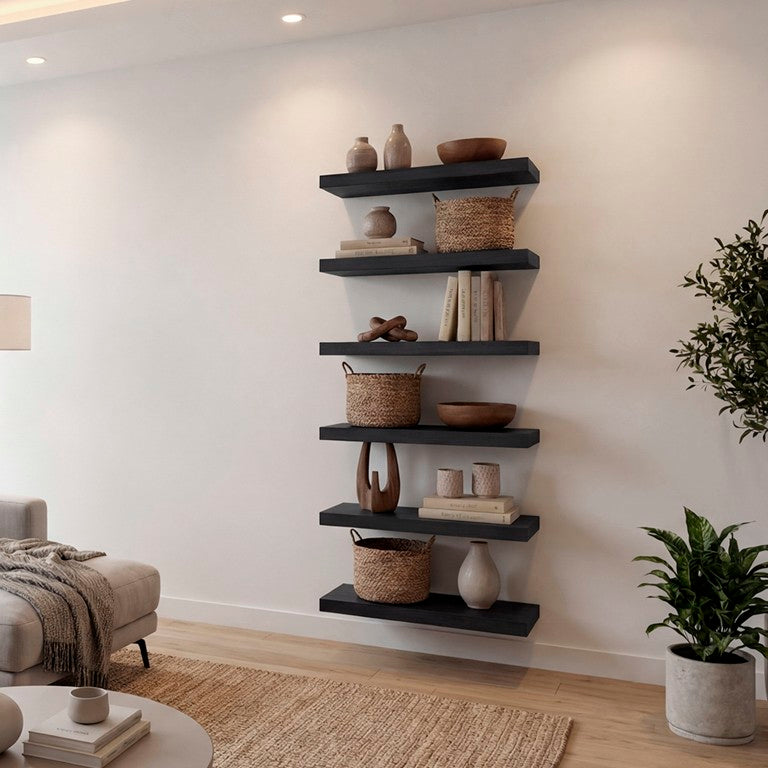 English Elm 24 Inch Floating Wall Shelf Engineered Wood Bracket Free Display for Any Room B200P604626