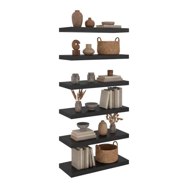 English Elm 24 Inch Floating Wall Shelf Engineered Wood Bracket Free Display for Any Room B200P604626