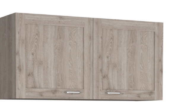 English Elm Zurich Two Piece Laundry Cabinet Set with Stainless Steel Counter and Wall Storage B200S00189