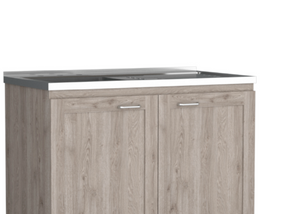 English Elm Zurich Two Piece Laundry Cabinet Set with Stainless Steel Counter and Wall Storage B200S00189