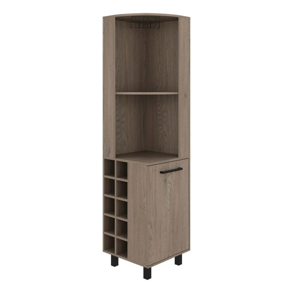 English Elm Kaia Triangular Corner Bar Cabinet with 10 Wine Slots Stemware Rack Shelves B200S00469