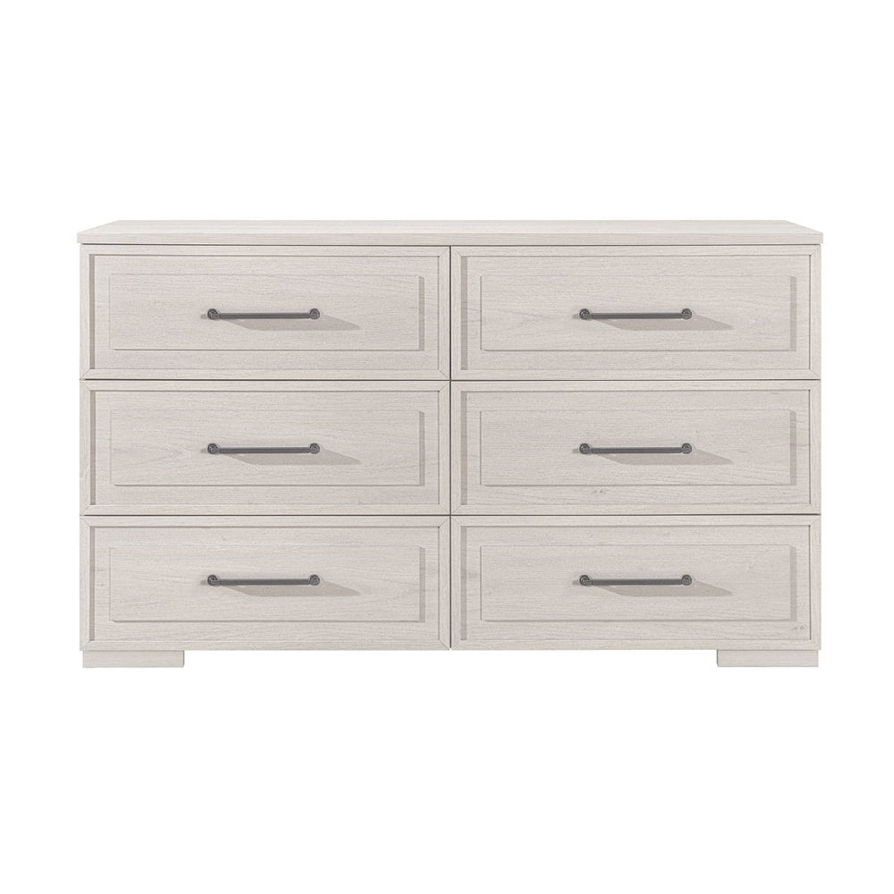English Elm Ciara Wide Beige Dresser with Matte Black Bar Handles and Block Foot Base B201P499220