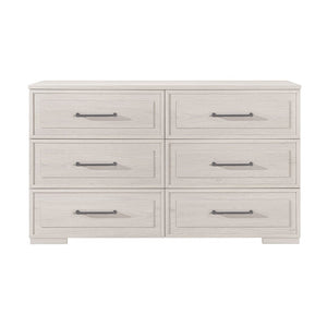 English Elm Ciara Wide Beige Dresser with Matte Black Bar Handles and Block Foot Base B201P499220