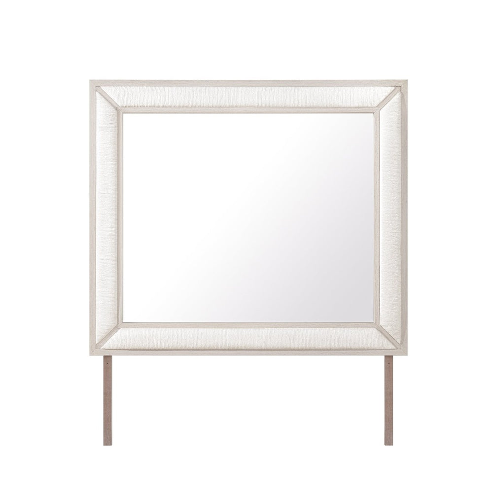 English Elm Ciara Beige Fabric Upholstered Dresser Mirror for Queen and King Bedroom Settings B201P501916