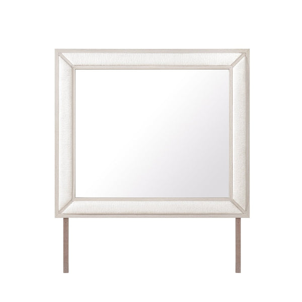 English Elm Ciara Beige Fabric Upholstered Dresser Mirror for Queen and King Bedroom Settings B201P501916