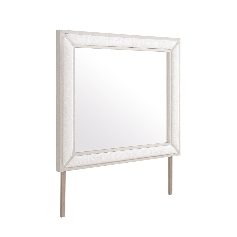 English Elm Ciara Beige Fabric Upholstered Dresser Mirror for Queen and King Bedroom Settings B201P501916