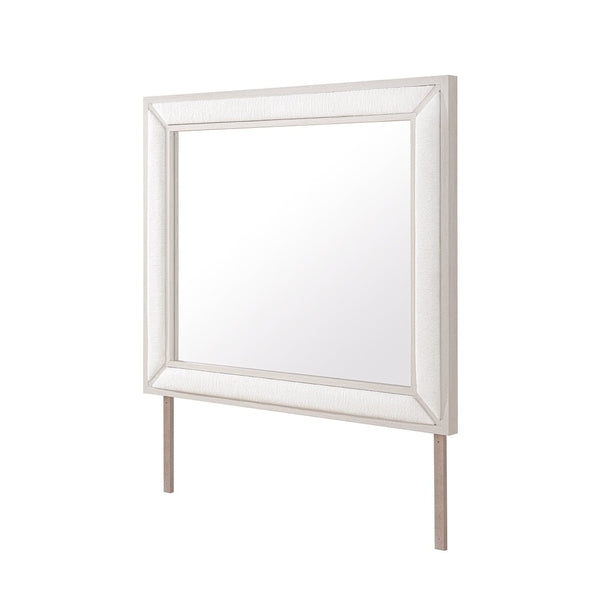 English Elm Ciara Beige Fabric Upholstered Dresser Mirror for Queen and King Bedroom Settings B201P501916