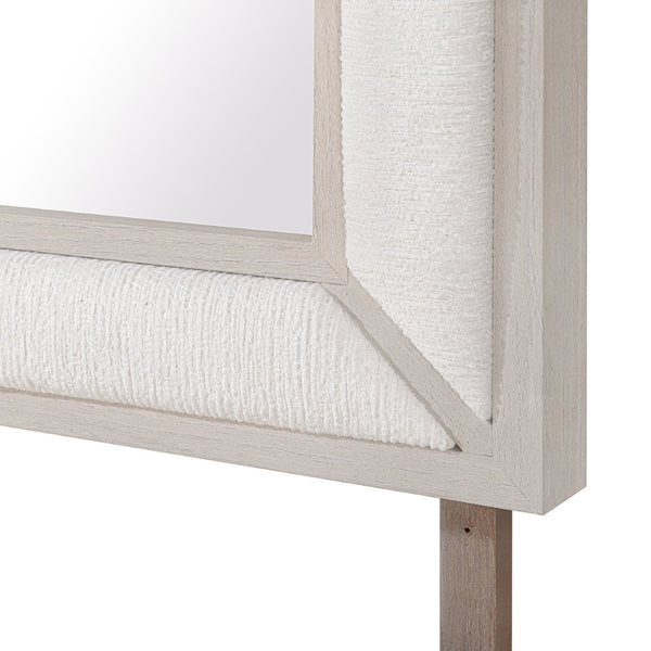 English Elm Ciara Beige Fabric Upholstered Dresser Mirror for Queen and King Bedroom Settings B201P501916