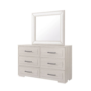 English Elm Ciara Beige Fabric Upholstered Dresser Mirror for Queen and King Bedroom Settings B201P501916
