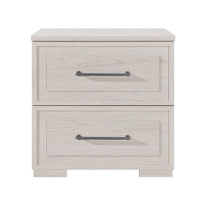 English Elm Ciara Beige Bedside Nightstand with Spacious Drawers and Modern Block Feet B201P501917
