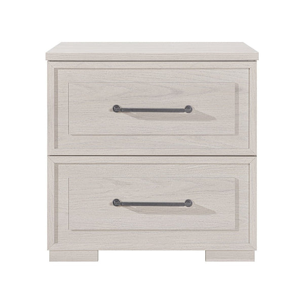 English Elm Ciara Beige Bedside Nightstand with Spacious Drawers and Modern Block Feet B201P501917