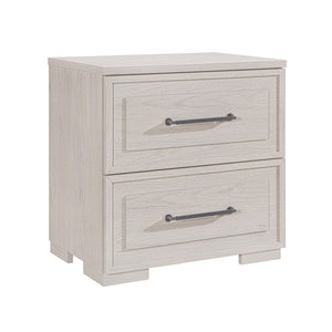 English Elm Ciara Beige Bedside Nightstand with Spacious Drawers and Modern Block Feet B201P501917