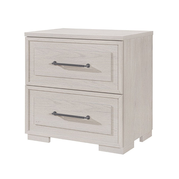 English Elm Ciara Beige Bedside Nightstand with Spacious Drawers and Modern Block Feet B201P501917