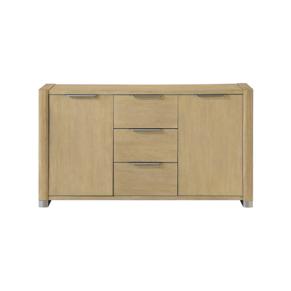 English Elm Morgan Natural Finish Buffet with Three Drawers and Cabinet Storage for Dining Rooms B201P501921