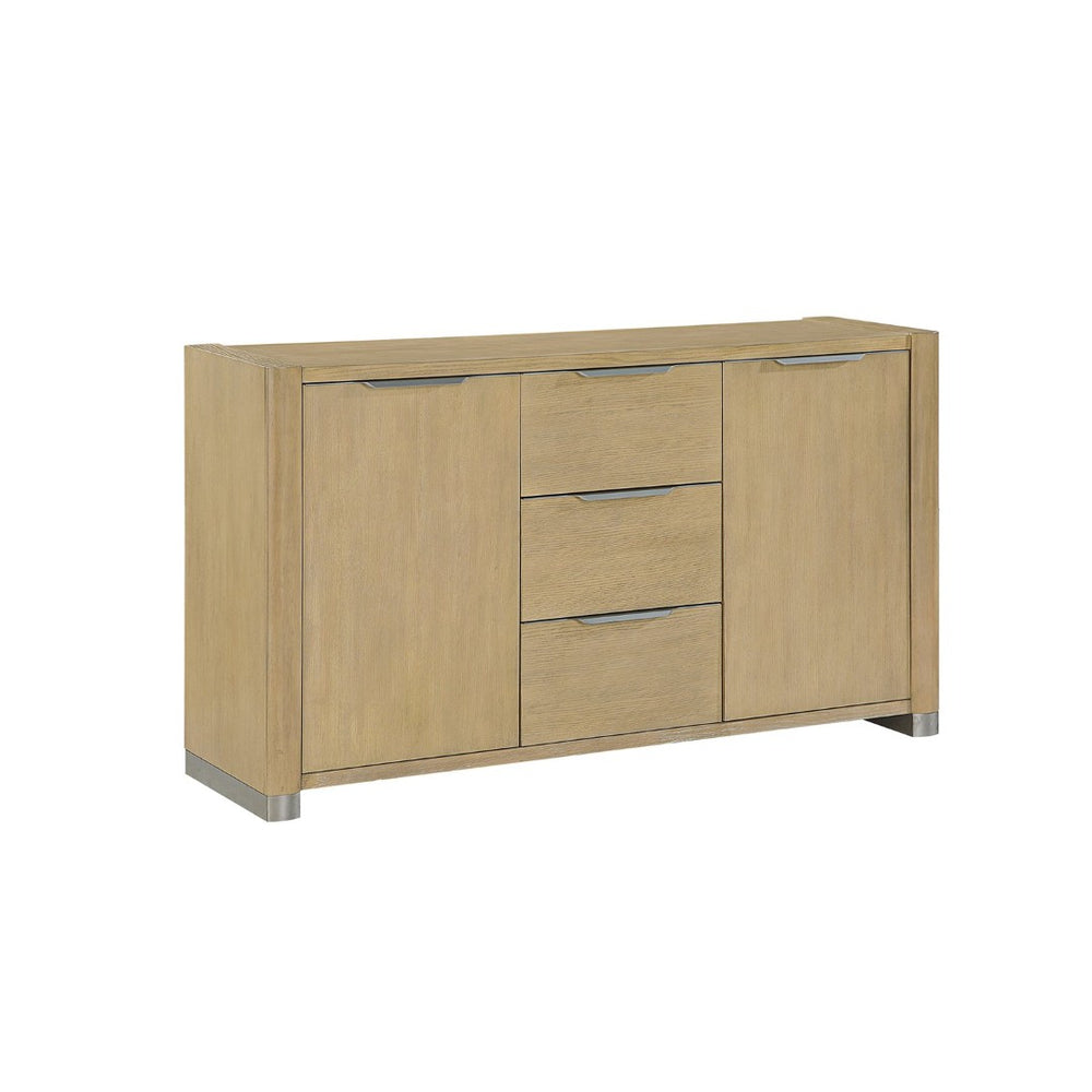 English Elm Morgan Natural Finish Buffet with Three Drawers and Cabinet Storage for Dining Rooms B201P501921