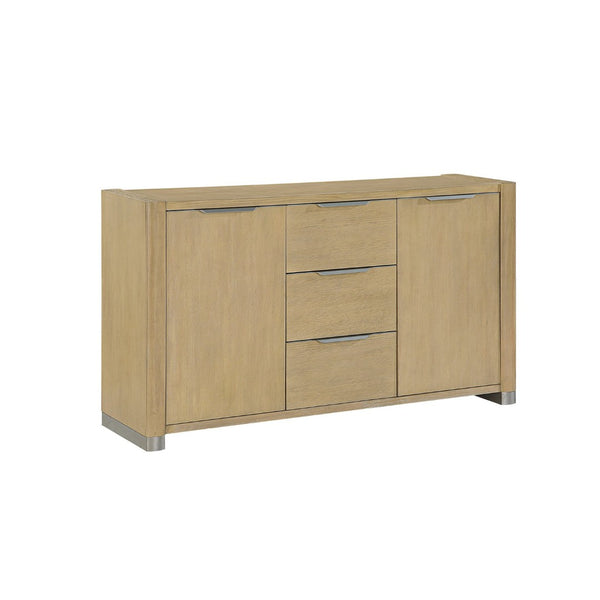 English Elm Morgan Natural Finish Buffet with Three Drawers and Cabinet Storage for Dining Rooms B201P501921