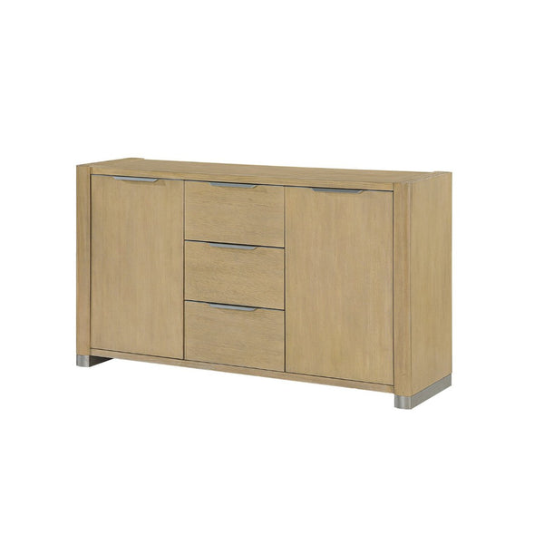 English Elm Morgan Natural Finish Buffet with Three Drawers and Cabinet Storage for Dining Rooms B201P501921