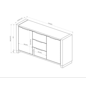 English Elm Morgan Natural Finish Buffet with Three Drawers and Cabinet Storage for Dining Rooms B201P501921