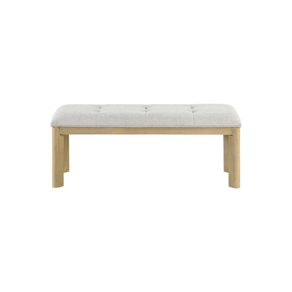 English Elm Morgan Tufted Upholstered Dining Bench with Natural Wood Frame for Farmhouse Seating B201P501922