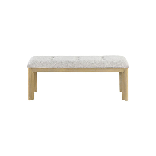 English Elm Morgan Tufted Upholstered Dining Bench with Natural Wood Frame for Farmhouse Seating B201P501922