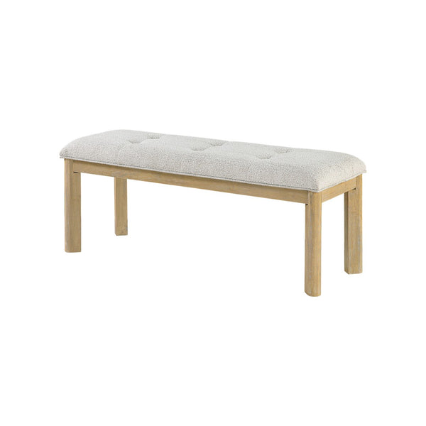 English Elm Morgan Tufted Upholstered Dining Bench with Natural Wood Frame for Farmhouse Seating B201P501922
