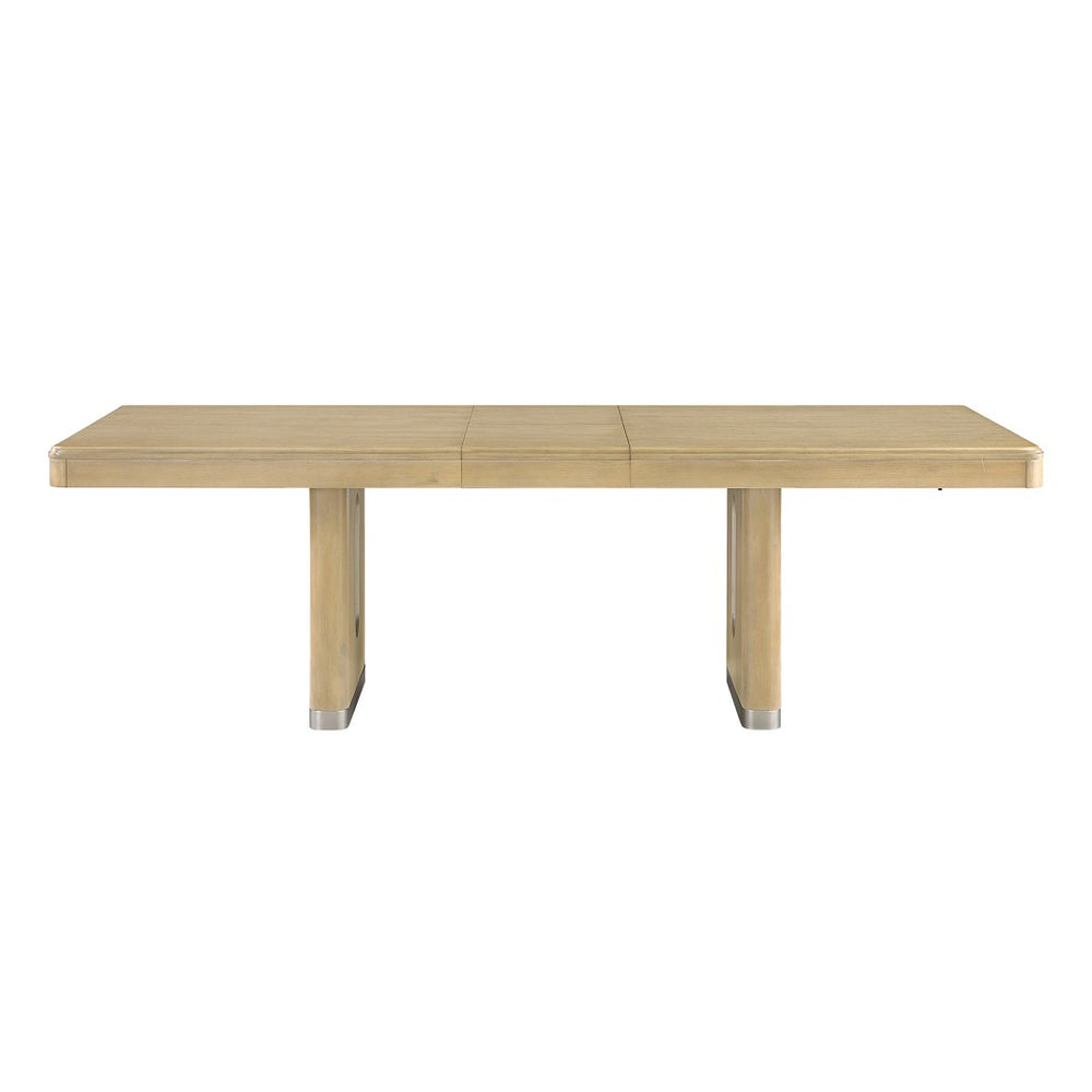 English Elm Morgan Wood Grain Dining Table with Butterfly Leaf Seats Six for Formal Gatherings B201P501924