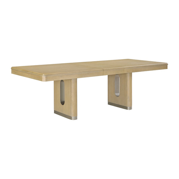 English Elm Morgan Wood Grain Dining Table with Butterfly Leaf Seats Six for Formal Gatherings B201P501924