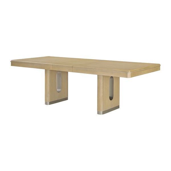 English Elm Morgan Wood Grain Dining Table with Butterfly Leaf Seats Six for Formal Gatherings B201P501924