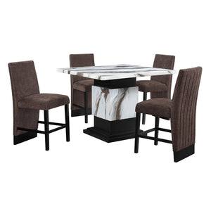 English Elm Miriam Brown Upholstered High Back Counter Height Dining Chairs Structured Set of 2 B201P501949
