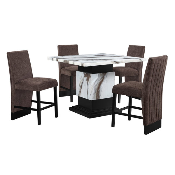 English Elm Miriam Brown Upholstered High Back Counter Height Dining Chairs Structured Set of 2 B201P501949