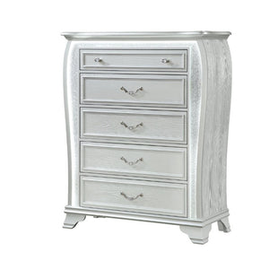 English Elm Aurelia Five Drawer Silver Glitter Chest with LED Glow for Glam Bedroom Storage B201P547174