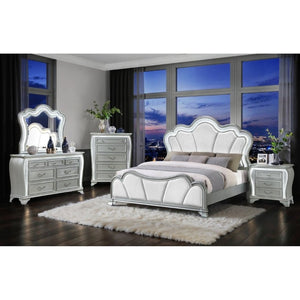 English Elm Aurelia Five Drawer Silver Glitter Chest with LED Glow for Glam Bedroom Storage B201P547174