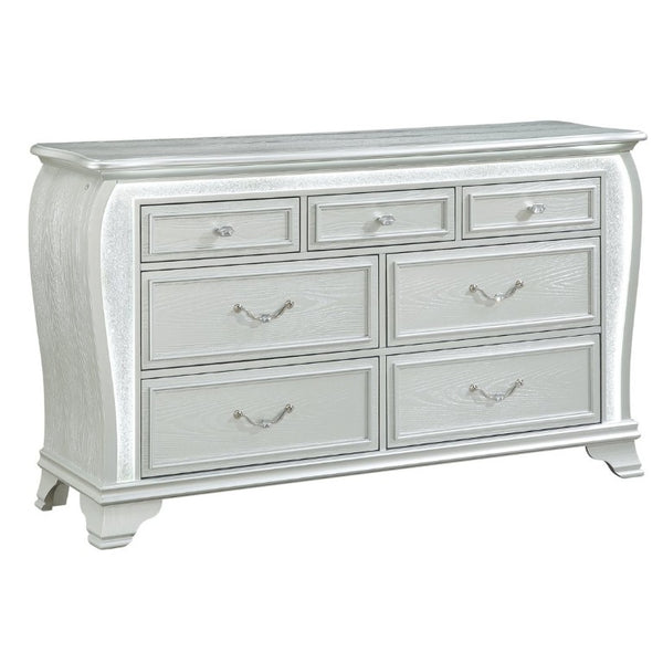 English Elm Aurelia Six Drawer Silver Glitter Dresser with LED Lighting for Glam Bedrooms B201P547175