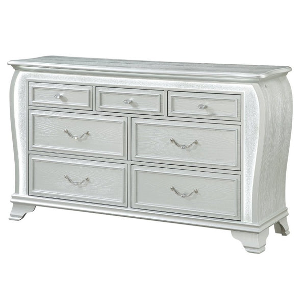 English Elm Aurelia Six Drawer Silver Glitter Dresser with LED Lighting for Glam Bedrooms B201P547175