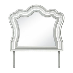 English Elm Aurelia Glam LED Dresser Mirror with Crushed Glitter Frame in Sleek Silver Finish B201P547179