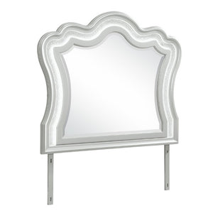 English Elm Aurelia Glam LED Dresser Mirror with Crushed Glitter Frame in Sleek Silver Finish B201P547179