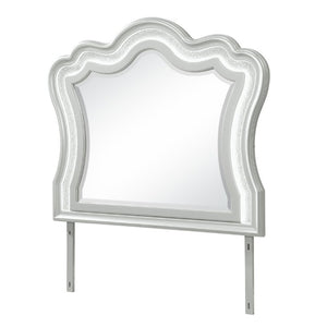 English Elm Aurelia Glam LED Dresser Mirror with Crushed Glitter Frame in Sleek Silver Finish B201P547179