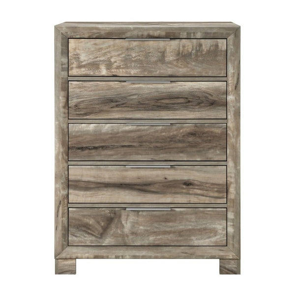 English Elm Callisie Five Drawer Chest Brown Washed Wood Finish Modern Bedroom Storage B201P547186