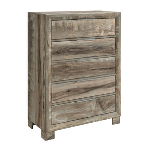 English Elm Callisie Five Drawer Chest Brown Washed Wood Finish Modern Bedroom Storage B201P547186