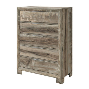 English Elm Callisie Five Drawer Chest Brown Washed Wood Finish Modern Bedroom Storage B201P547186